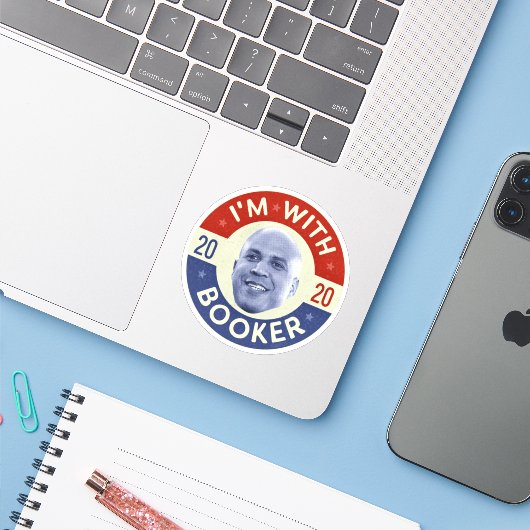 Cory Booker Präsident 2020 Foto Retro Aufkleber (Laptop mit iPhone)