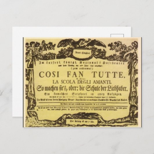 Così Fan Tutte Playbill (Mozart) Postkarte (Vorne/Hinten)