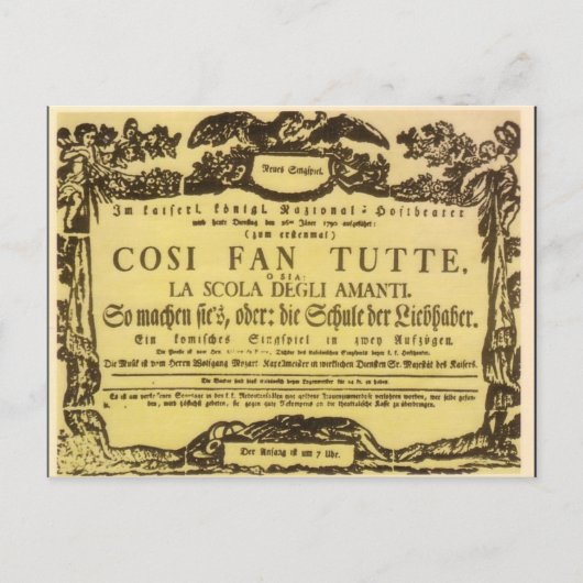 Così Fan Tutte Playbill (Mozart) Postkarte (Vorderseite)