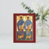 Cosmas und Damian Icon Gebet Card Postkarte (Stehend Vorderseite)