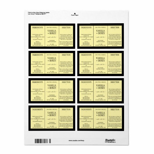 Cosmetic Vanilla Honey Zutaten gelb (Vorne)