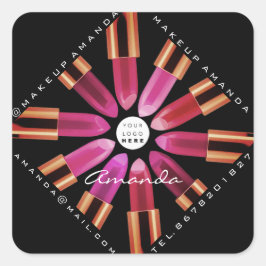 Cosmetica Makeup Shop Gold Pink Lipstick Beilage Quadratischer Aufkleber