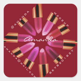 Cosmetica Makeup Shop Rose Rosa Lipstick Gold Quadratischer Aufkleber