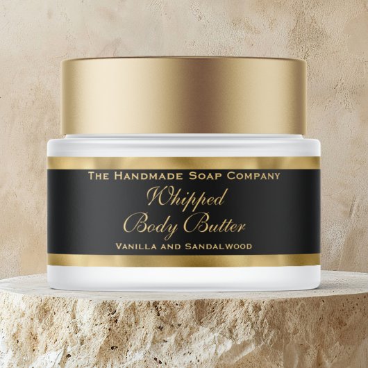 Cosmetics Body Butter Gold Foil and Black Jar