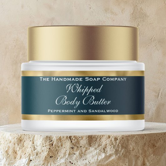 Cosmetics Body Butter Gold Foil & Teal Jar 
