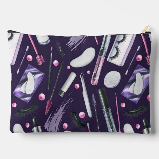 Cosmetics Watercolor Pattern Zubehörtasche (Rückseite)