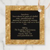 Cosmetikmarke für Schwarz und Gold Glitzer Geschenkanhänger (Rückseite)