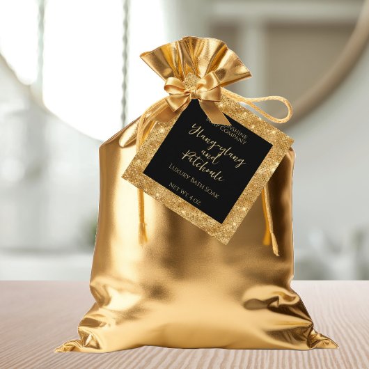 Cosmetikmarke für Schwarz und Gold Glitzer Geschenkanhänger