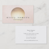 Cosmetologe Gold Zen Circle Pink Linen Look Visitenkarte (Vorne/Hinten)