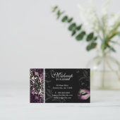 Cosmetologin Business Card Floral Lila Visitenkarte (Stehend Vorderseite)