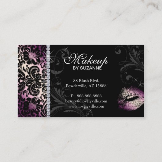 Cosmetologin Business Card Floral Lila Visitenkarte (Vorderseite)