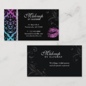 Cosmetologist-Visitenkarte-Damast-blaues Rosa Visitenkarte (Vorne/Hinten)