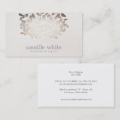 Cosmetology Imitats Gold Foil Blätter Linen Look Visitenkarte (Vorne/Hinten)