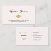 Cosmetology Makeup Artist Gold Lips Logo Visitenkarte (Vorne/Hinten)