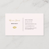 Cosmetology Makeup Artist Gold Lips Logo Visitenkarte (Rückseite)