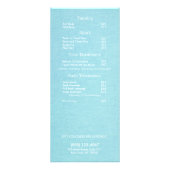 Cosmetology Silver Blätter Salon Price List Menü (Hinten)