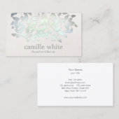 Cosmetology Wellness-Center Blue Green Blätter Lin Visitenkarte (Vorne/Hinten)