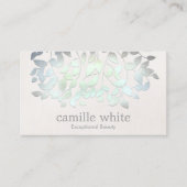 Cosmetology Wellness-Center Blue Green Blätter Lin Visitenkarte (Vorderseite)