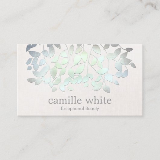 Cosmetology Wellness-Center Blue Green Blätter Lin Visitenkarte (Vorderseite)