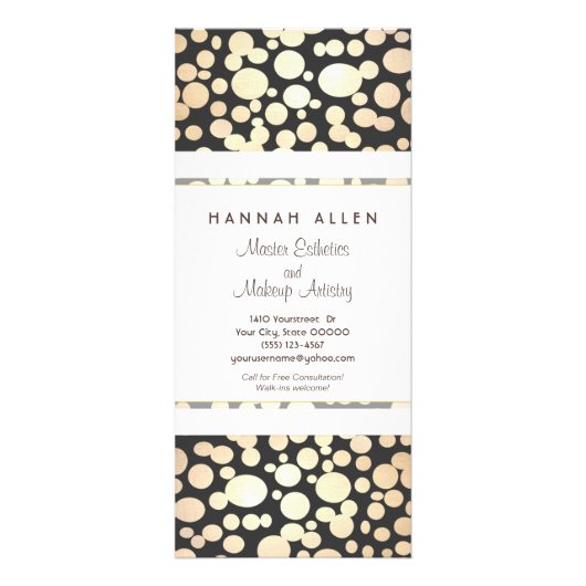 Cosmetology Wellness-Center Gold Circles Black Rac Werbekarte (Vorne)