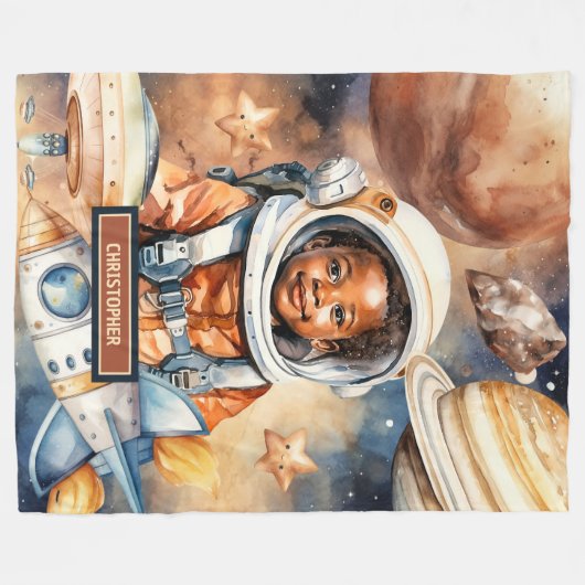 Cosmic Adventure Blanket Geschenk für junge Astron Fleecedecke (Vorderseite (Horizontal))