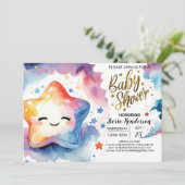 Cosmic Adventure erwartet Baby Shower Einladung (Stehend Vorderseite)