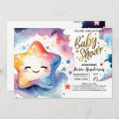 Cosmic Adventure erwartet Baby Shower Einladung (Vorne/Hinten)