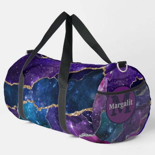 Cosmic Agate Rainbow Holographic Large Duffel Bag Duffle Bag (Rechte Ecke)
