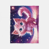 Cosmic Animal Pink Cat Felge Moderne Art Fleecedecke (Vorderseite)