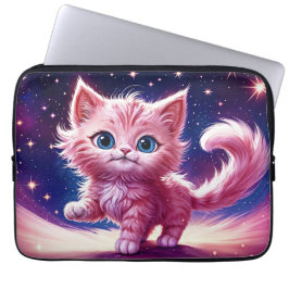 Cosmic Animal Pink Cat Felge Moderne Art Laptopschutzhülle