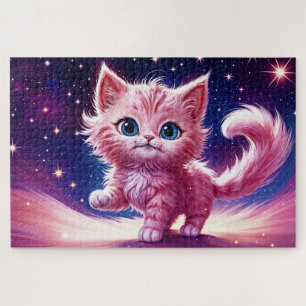Cosmic Animal Pink Cat Felge Moderne Art Puzzle