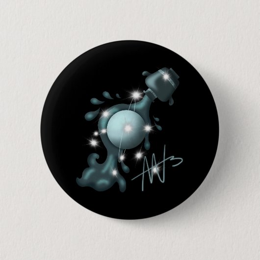 Cosmic Aquarius Uranus Zodiac Button (Vorderseite)