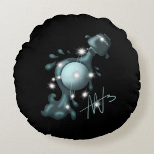 Cosmic Aquarius Uranus Zodiac Rundes Kissen