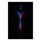 Cosmic Astronaut Drip – Neon Space Art Print Poster (Vorderseite)