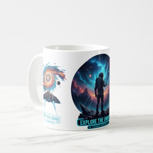 Cosmic Astronaut Unknown Space Explorer Deep Mug Kaffeetasse (Vorderseite Links)
