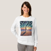Cosmic Beachscape: Aurora Dreaming 3-D optische Il T-Shirt (Vorne ganz)