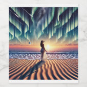 Cosmic Beachscape: Aurora Dreaming 3-D optische Il Weinetikett (Einzelnes Label)