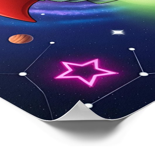 Cosmic Bear Spaceship Kinderzimmer Art Poster (Ecke)