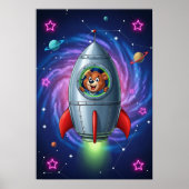 Cosmic Bear Spaceship Kinderzimmer Art Poster (Vorne)