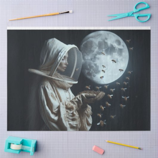 Cosmic Beekeeper - Surreal Space Art Decoupage Seidenpapier (Basteln)