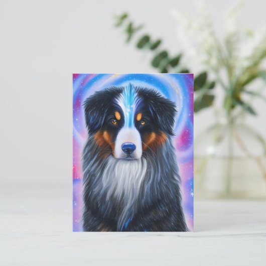 Cosmic Bernese Mountain Dog Postkarte (Stehend Vorderseite)