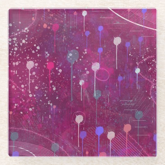 Cosmic Berry Picking: Abstract Art Glasuntersetzer (Vorderseite)