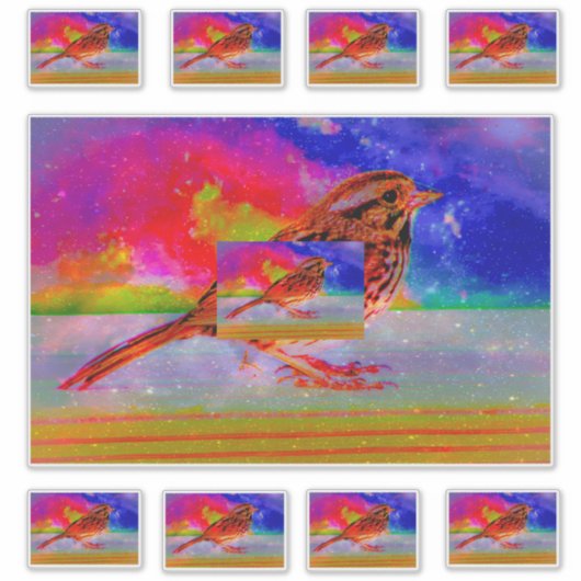 Cosmic Bird Dreamscape Art Print" Aufkleber (Vorderseite)