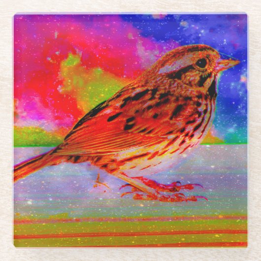 Cosmic Bird Dreamscape Art Print" Glasuntersetzer (Vorderseite)