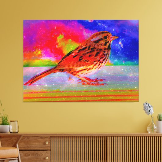 Cosmic Bird Dreamscape Art Print" Leinwanddruck (Insitu (Wohnzimmer))