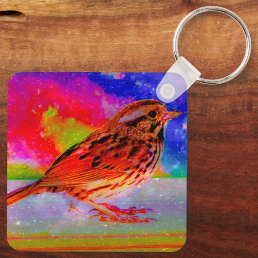 Cosmic Bird Dreamscape Art Print" Schlüsselanhänger (Rückseite)