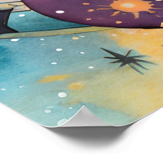 Cosmic Black Cat Art Celestie Cat Magic Spirit Poster (Ecke)