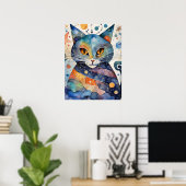 Cosmic Black Cat Art Celestie Cat Magic Spirit Poster (Heimbüro)