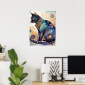 Cosmic Black Cat Art Celestie Cat Magic Spirit Poster (Heimbüro)