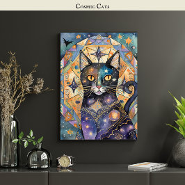 Cosmic Black Cat Art Celestie Cat Magic Spirit Poster